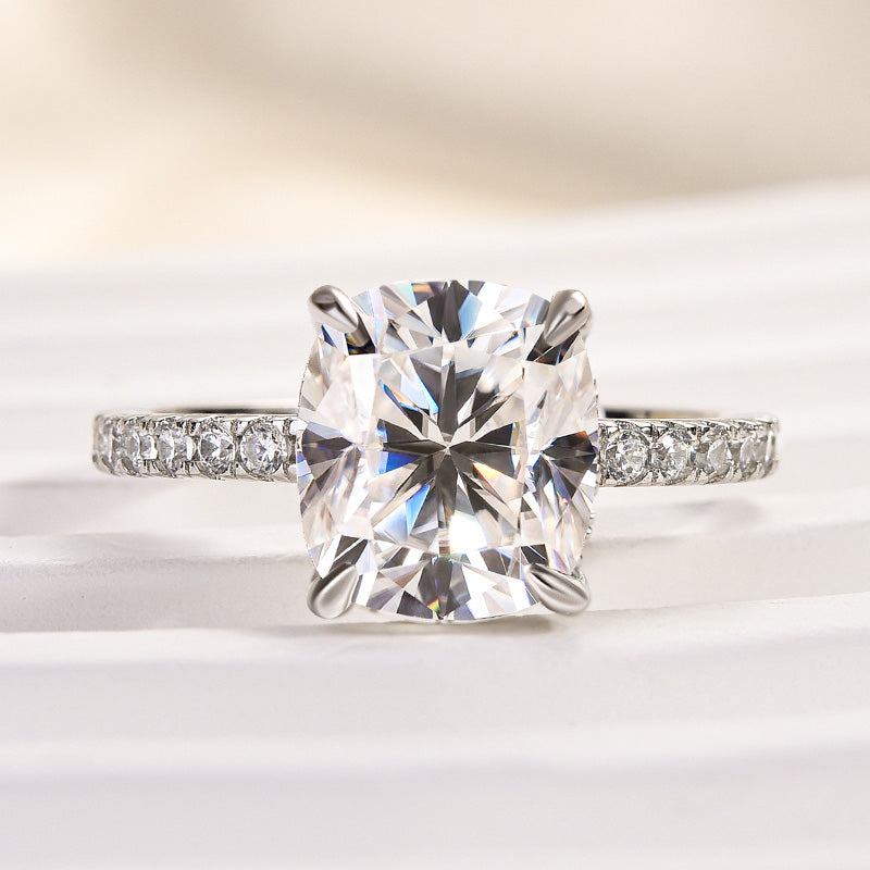Ahabobo Moissanite 3.0 Ct Cushion Cut Engagement Ring For Women