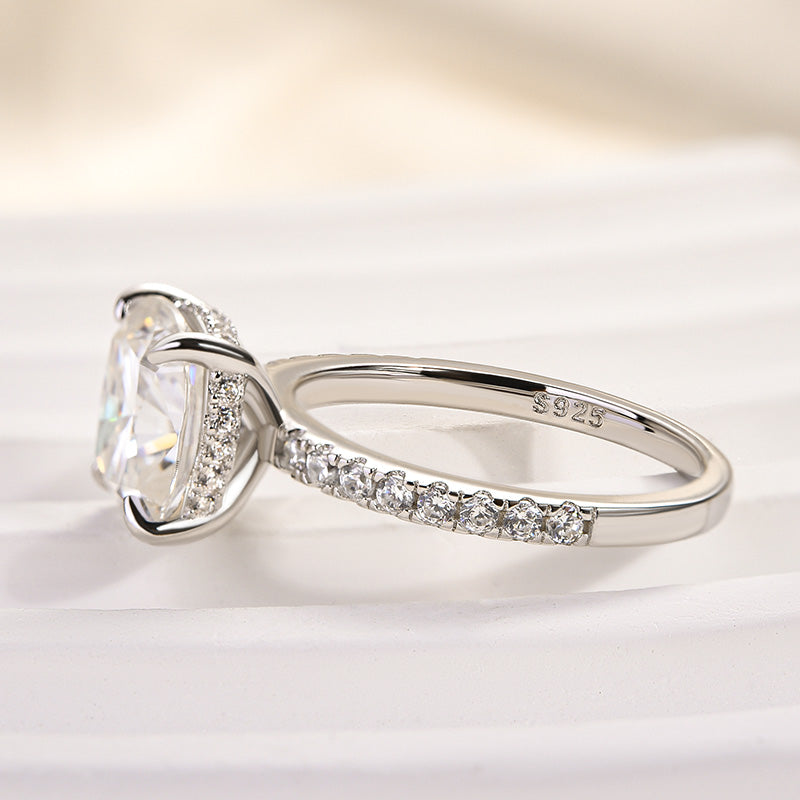 Ahabobo Moissanite 3.0 Ct Cushion Cut Engagement Ring For Women