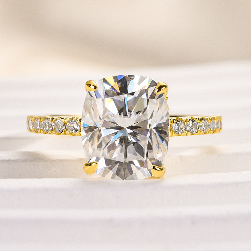 Ahabobo Moissanite 3.0 Ct Cushion Cut Engagement Ring For Women
