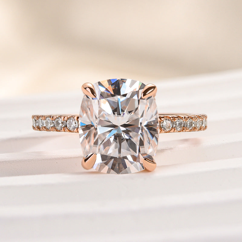 Ahabobo Moissanite 3.0 Ct Cushion Cut Engagement Ring For Women