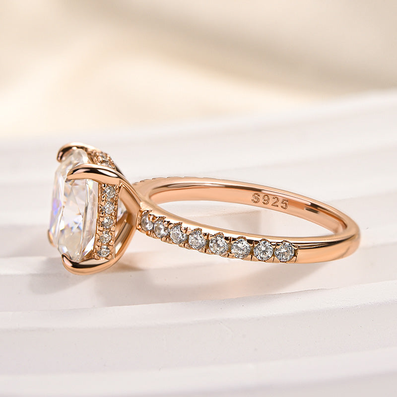 Ahabobo Moissanite 3.0 Ct Cushion Cut Engagement Ring For Women