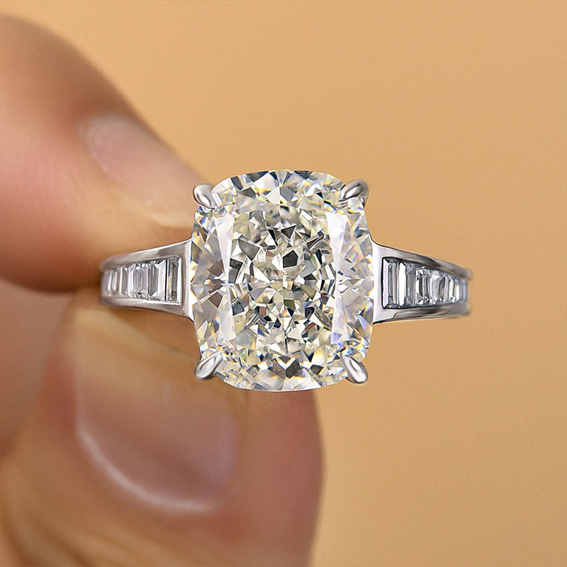 Unique Crushed Ice Cushion Engagement Ring