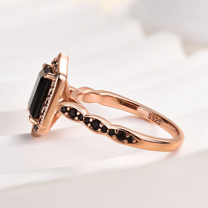 Attractive Rose Gold Radiant Cut Engagement Ring