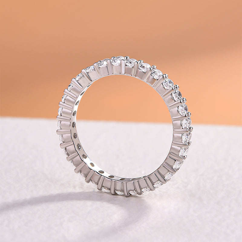 Eternity Oval Cut Simulated Diamond Wedding Band Ring For Women In Sterling Silver