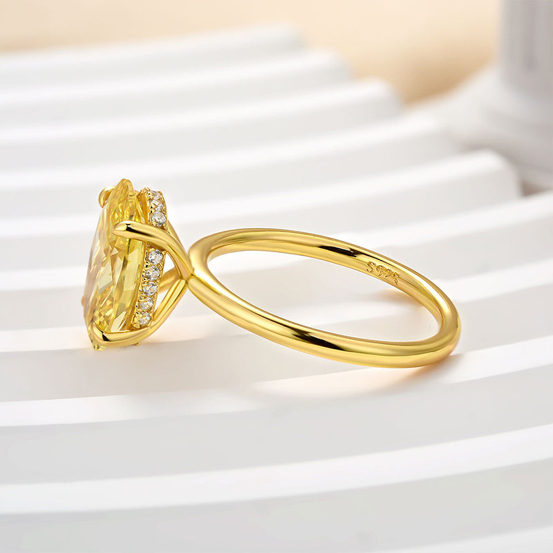 Ahabobo Unique Yellow Stone 3.5 Carat Oval Cut Engagement Ring