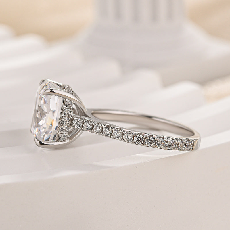 Exclusive Cushion Cut Women's Engagement Ring In Sterling Silver