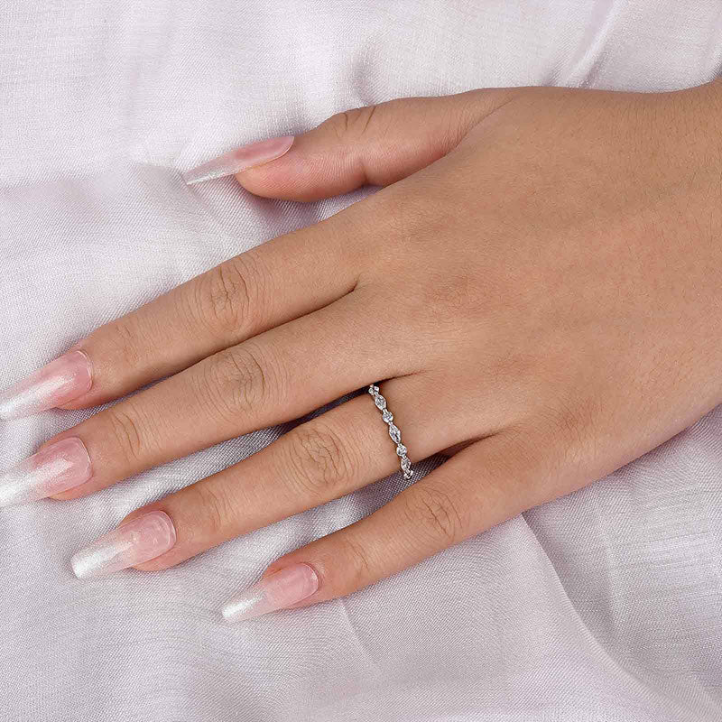 Ahabobo Elegant Marquise Cut Wedding Band