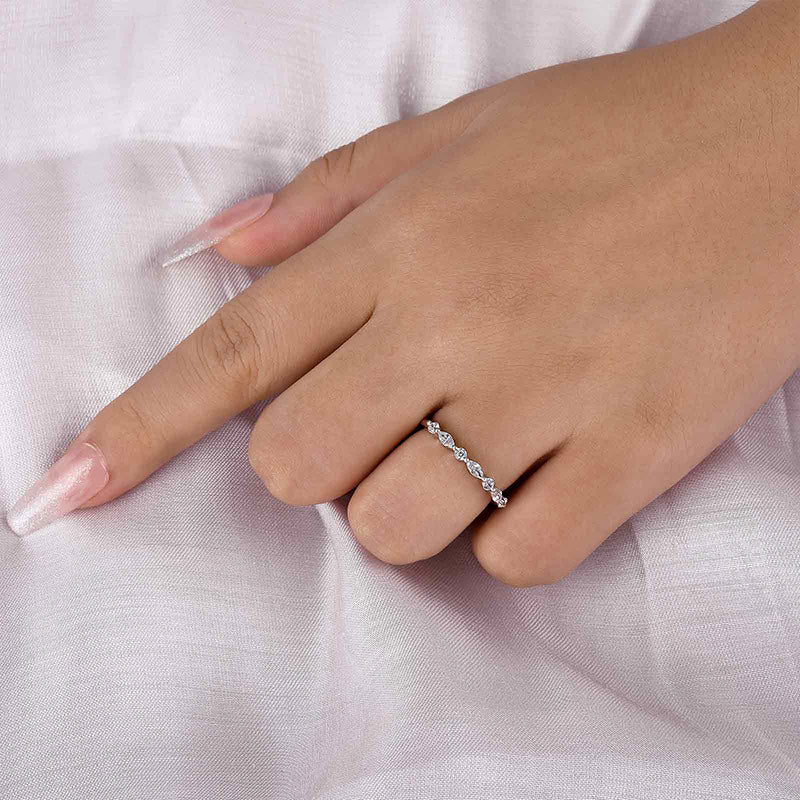 Ahabobo Elegant Marquise Cut Wedding Band