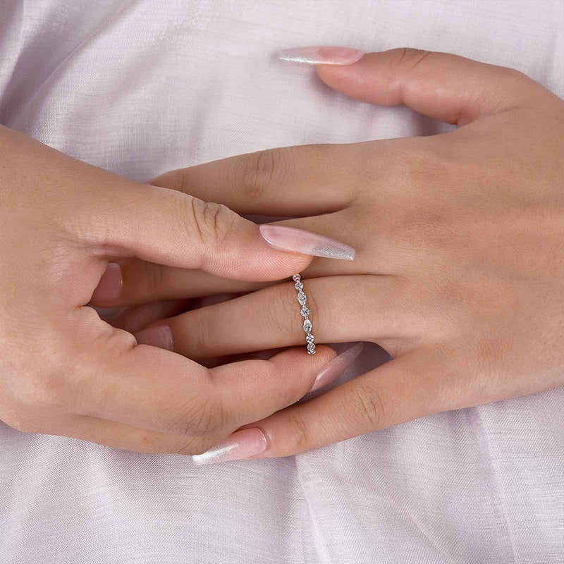 Ahabobo Elegant Marquise Cut Wedding Band