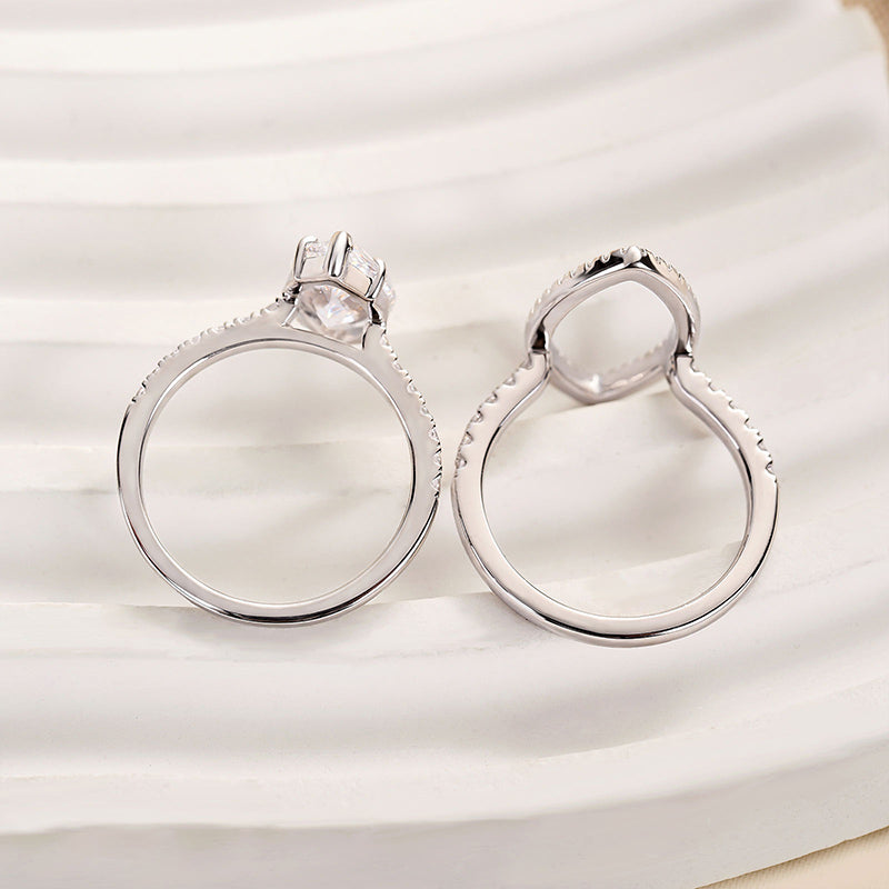 Ahabobo Unique Marquise Cut Insert Wedding Ring Set