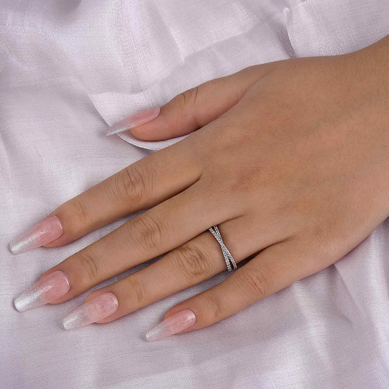 Classic X Criss Cross Wedding Band For Women In Sterling Silver