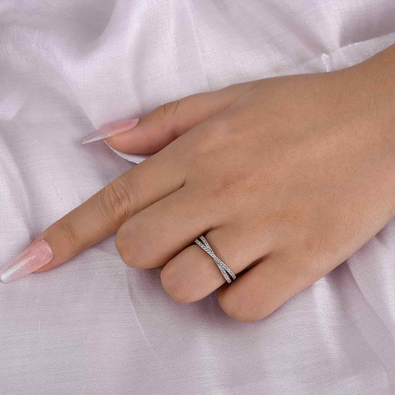 Classic X Criss Cross Wedding Band For Women In Sterling Silver