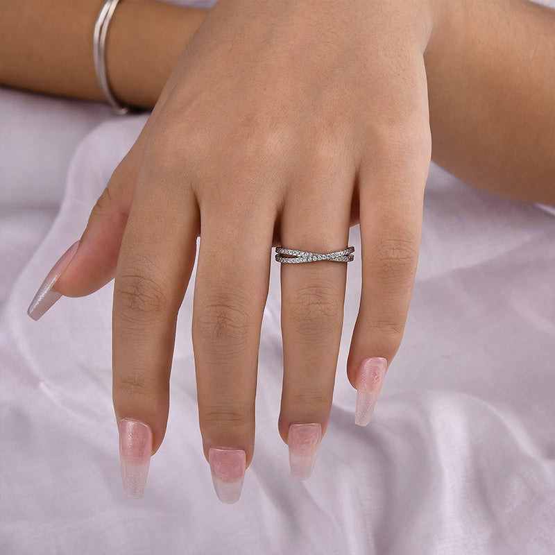 Classic X Criss Cross Wedding Band For Women In Sterling Silver