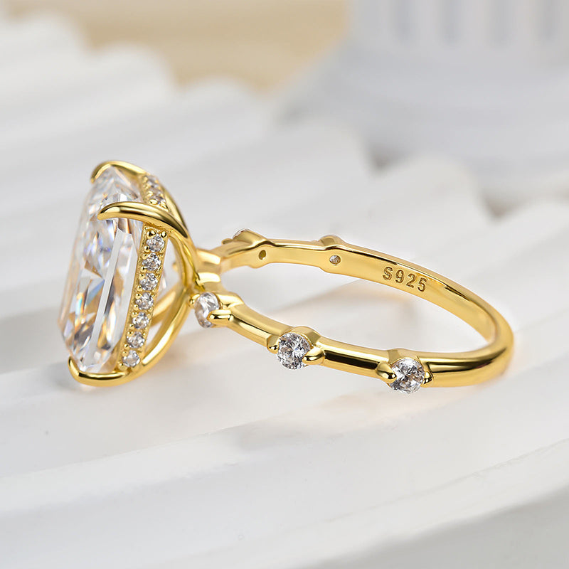 Ahabobo Exclusive Crushed Ice Radiant Cut Sona Simulated Diamond Engagement Ring