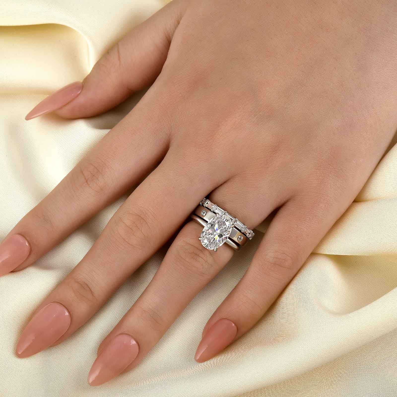 Ahabobo Unique Oval Cut 3PC Ring Set