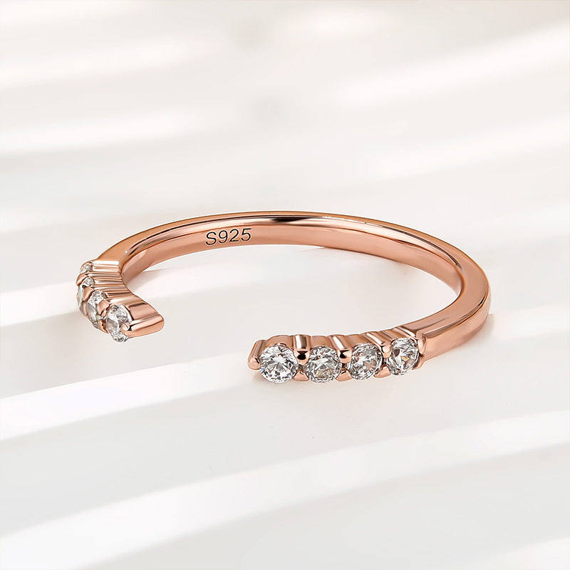 Unique Yellow Gold Open Wedding Band In Sterling Silver