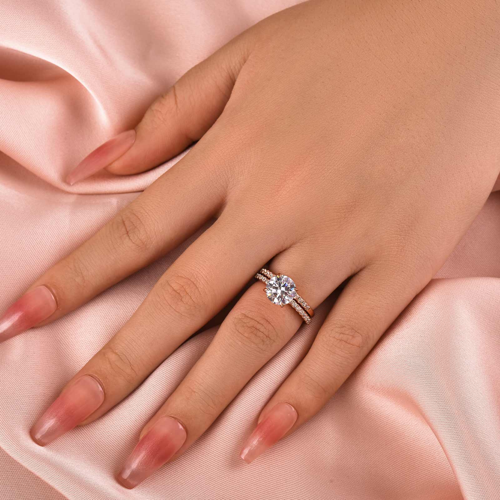 2.0Ct Classic Round Cut Wedding Ring Set In Sterling Silver