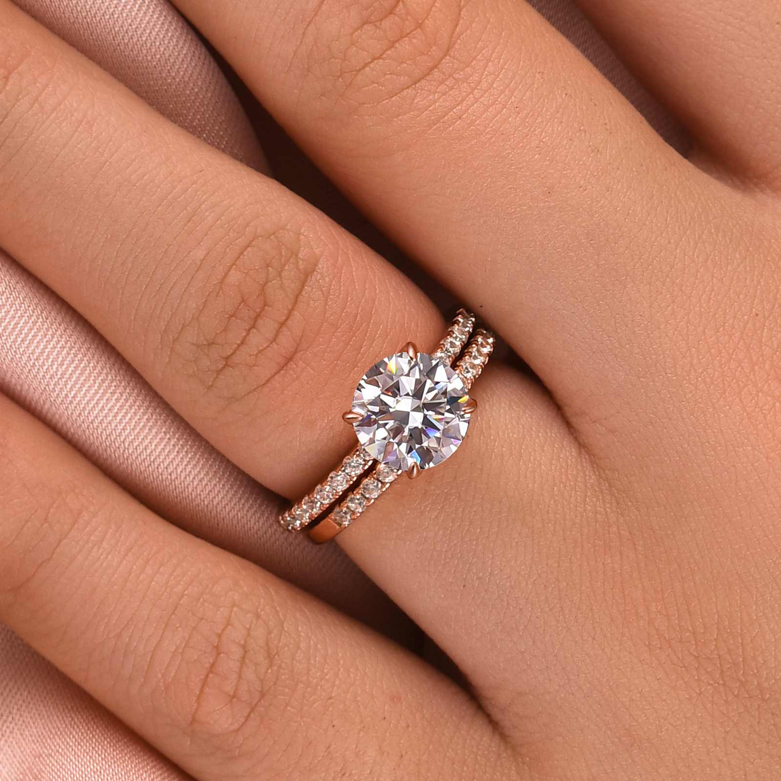 2.0Ct Classic Round Cut Wedding Ring Set In Sterling Silver