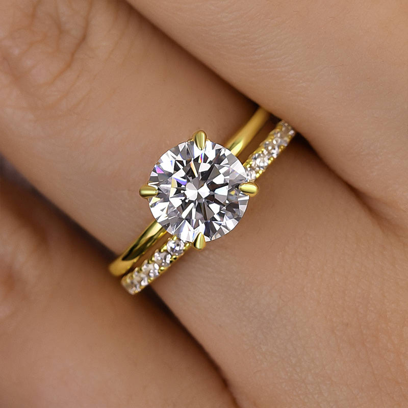 Classic Round Cut Simulated Diamonds Bridal Ring Set