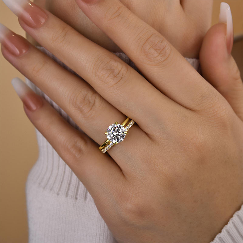 Classic Round Cut Simulated Diamonds Bridal Ring Set