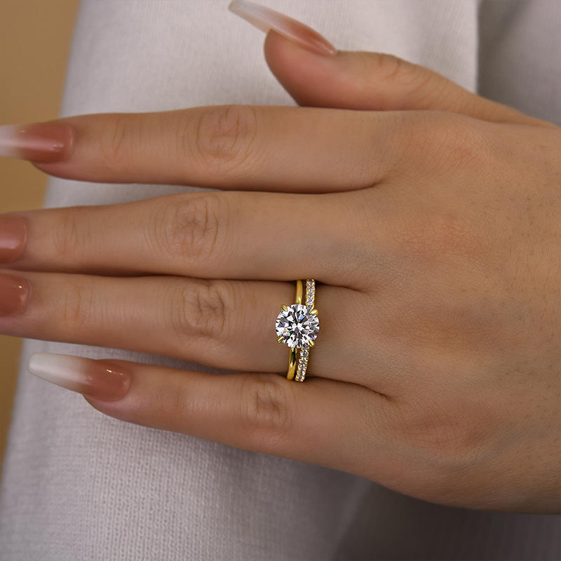 Classic Round Cut Simulated Diamonds Bridal Ring Set