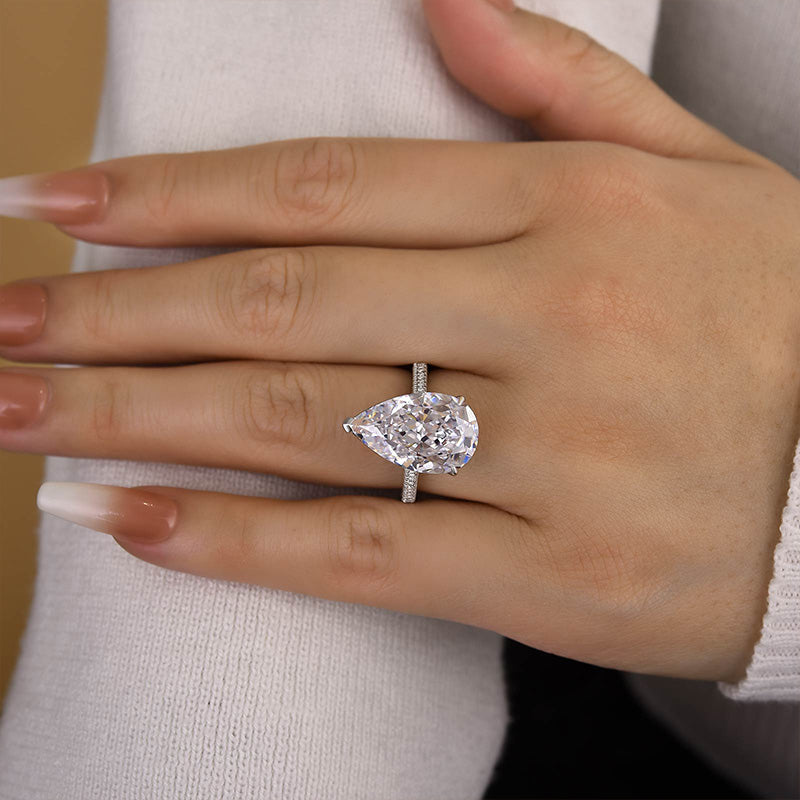 Ahabobo Sparkle 8.0Ct Pear Cut Engagement Ring