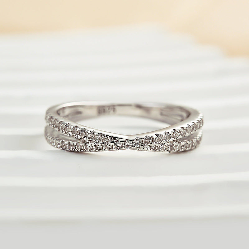 Classic X Criss Cross Wedding Band For Women In Sterling Silver