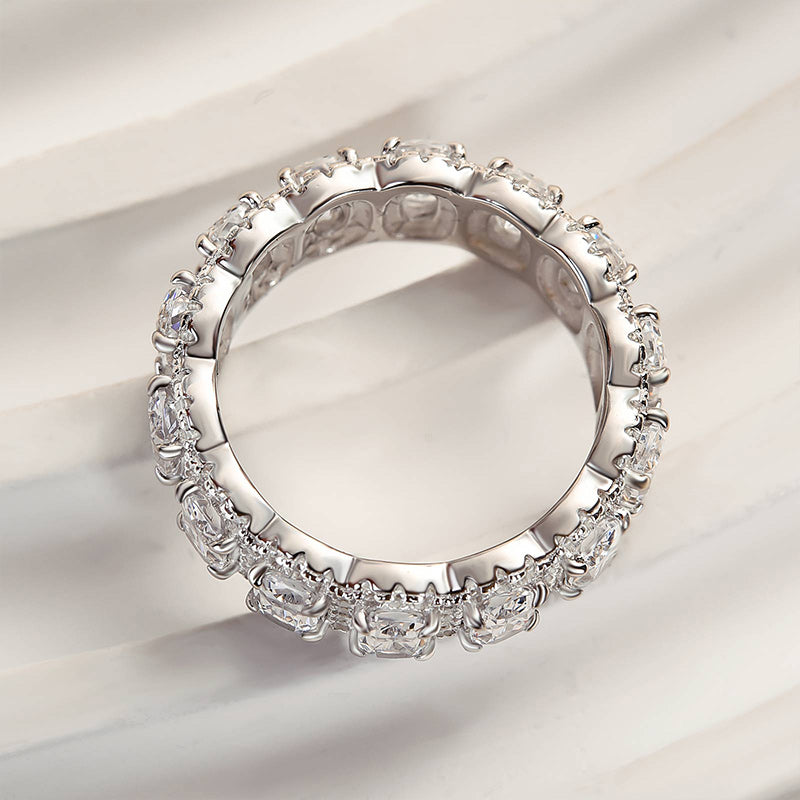 Luxurious Halo Cushion Cut Wide Wedding Band For Women In Sterling Silver
