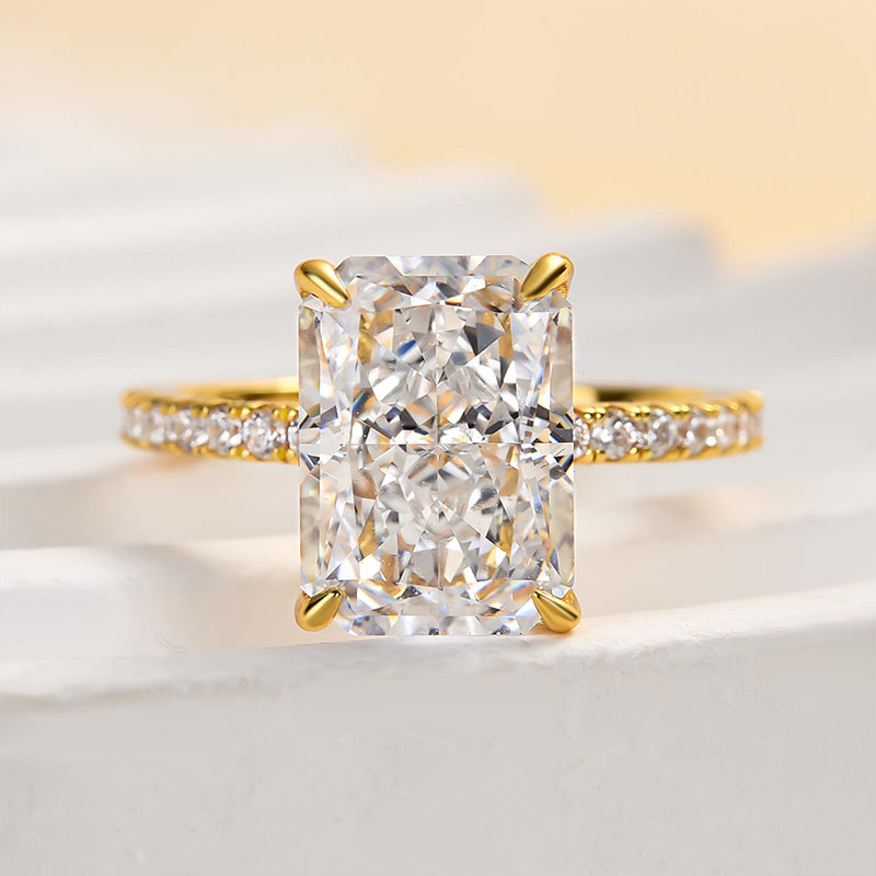 Ahabobo Enchanting Yellow Gold Radiant Cut Engagement Ring