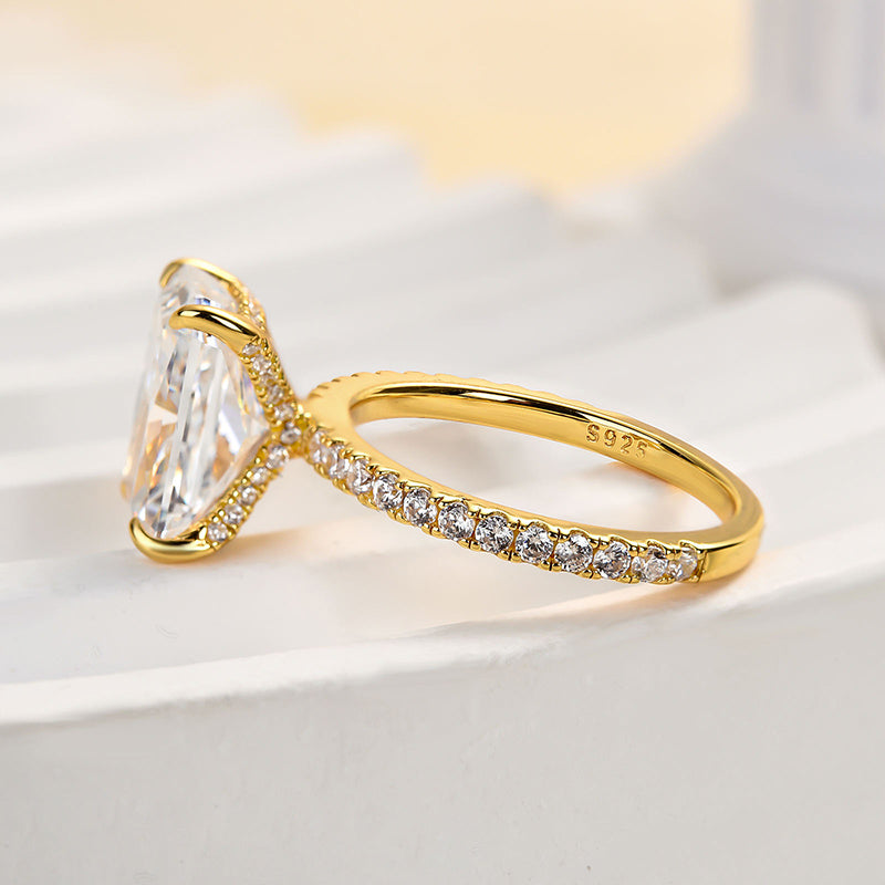 Ahabobo Enchanting Yellow Gold Radiant Cut Engagement Ring