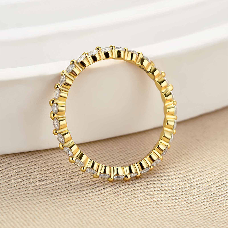 Classic Round Cut Full Eternity Wedding Band In Sterling Silver