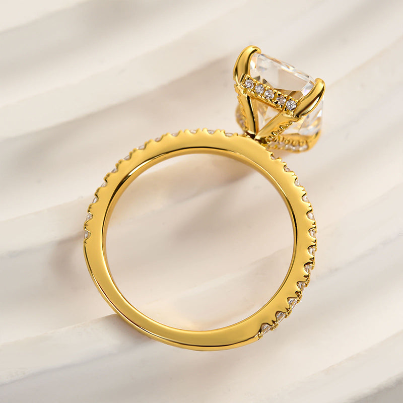 Ahabobo Enchanting Yellow Gold Radiant Cut Engagement Ring