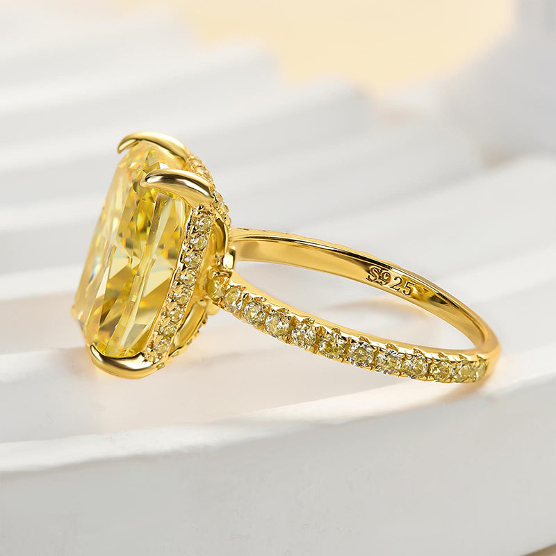 Yellow Gold Elongated Cushion Cut Yellow Sapphire Engagement Ring