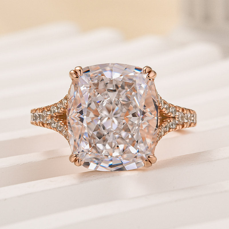 7.0Ct Split Shank Crushed Ice Cushion Cut Engagement Ring