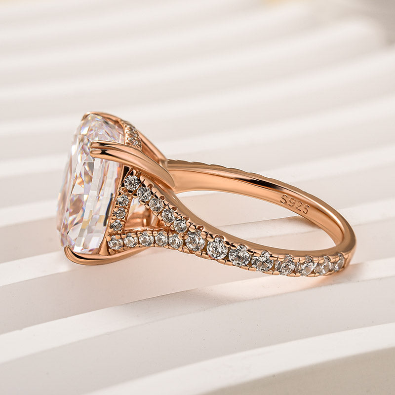 7.0Ct Split Shank Crushed Ice Cushion Cut Engagement Ring