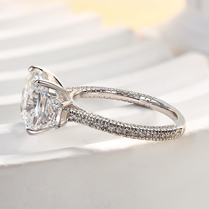 Sparkle Cushion Cut Three Stone Engagement Ring In Sterling Silver