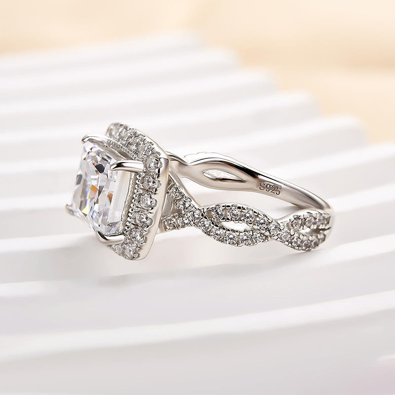 Ahabobo Noble Halo Princess Cut Engagement Ring