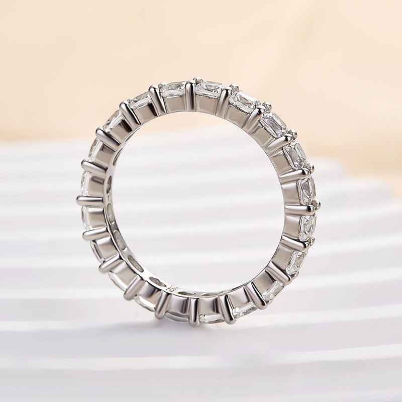 Stunning Cushion Cut Women's Wedding Band In Sterling Silver