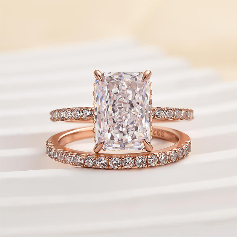 Gorgeous 3.5 Carat Radiant Cut Wedding Ring Set In Sterling Silver