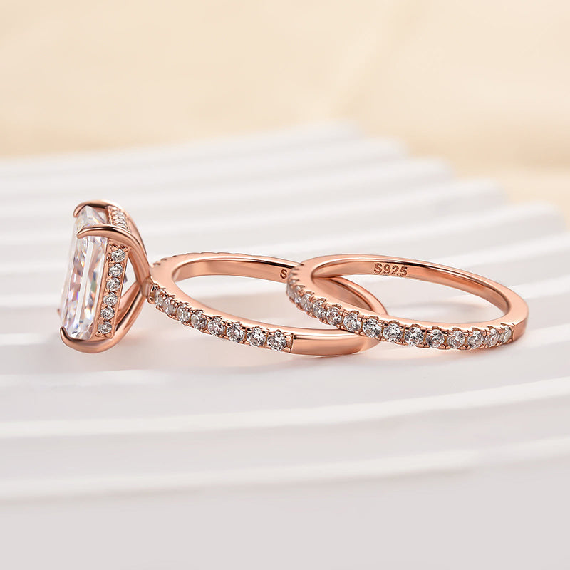 Gorgeous 3.5 Carat Radiant Cut Wedding Ring Set In Sterling Silver
