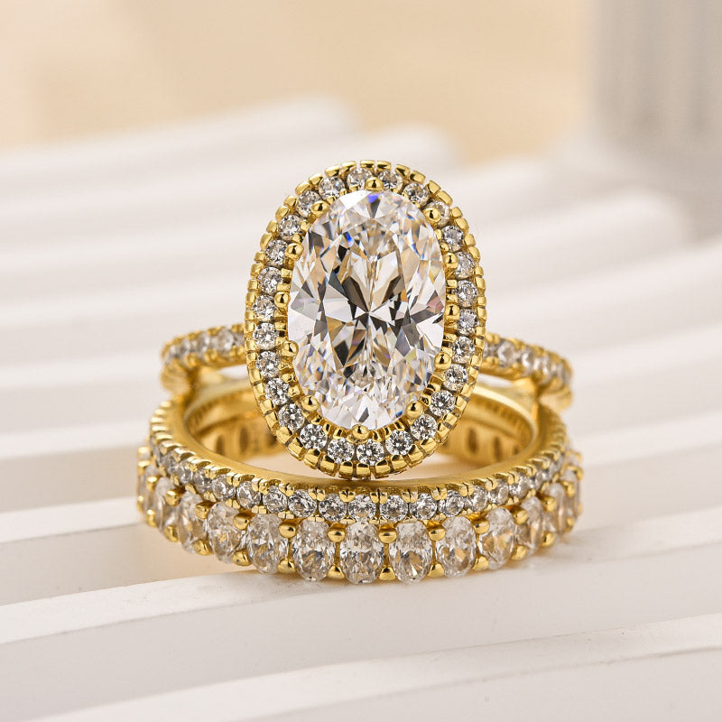 Ahabobo Exclusive Halo Oval Cut 3PC Wedding Set