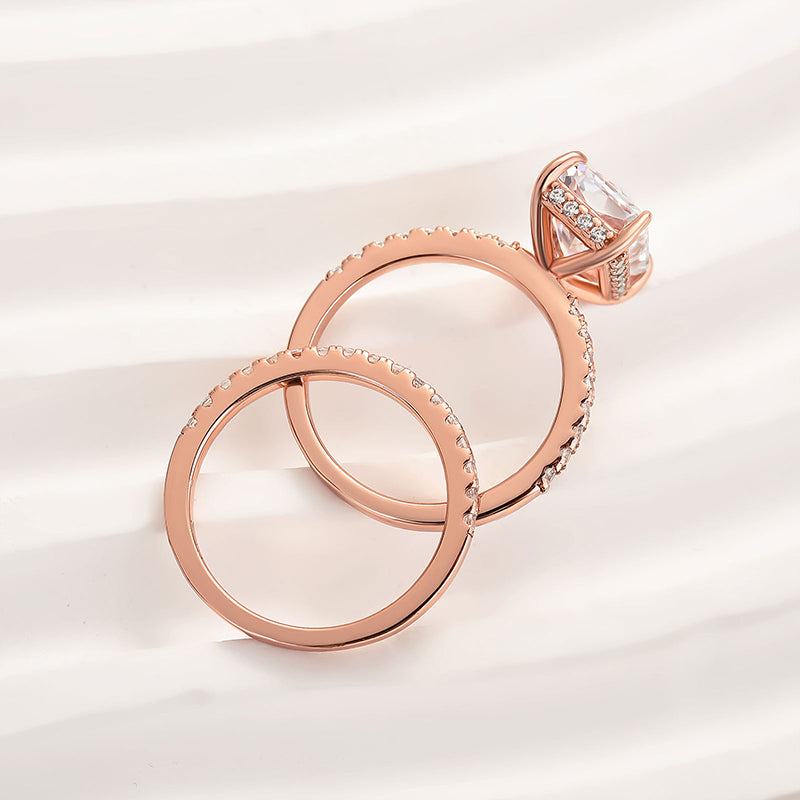 Gorgeous 3.5 Carat Radiant Cut Wedding Ring Set In Sterling Silver
