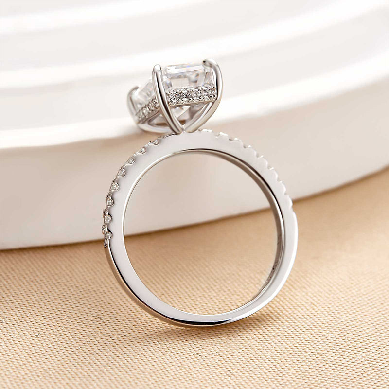 Classic Emerald Cut Women's Engagement Ring In White Gold