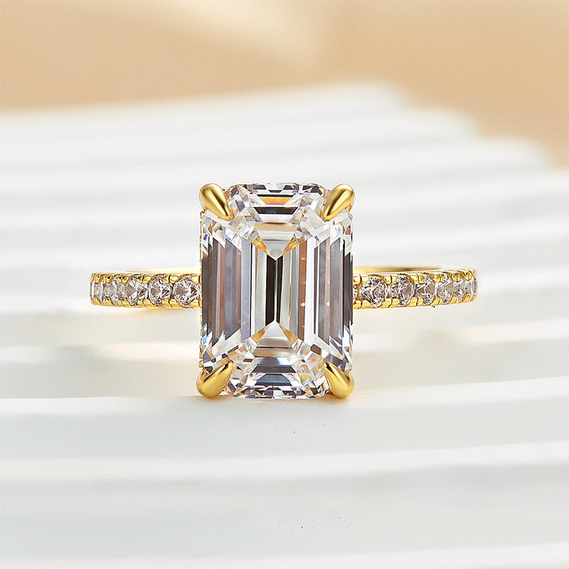 Classic Emerald Cut Women's Engagement Ring In White Gold