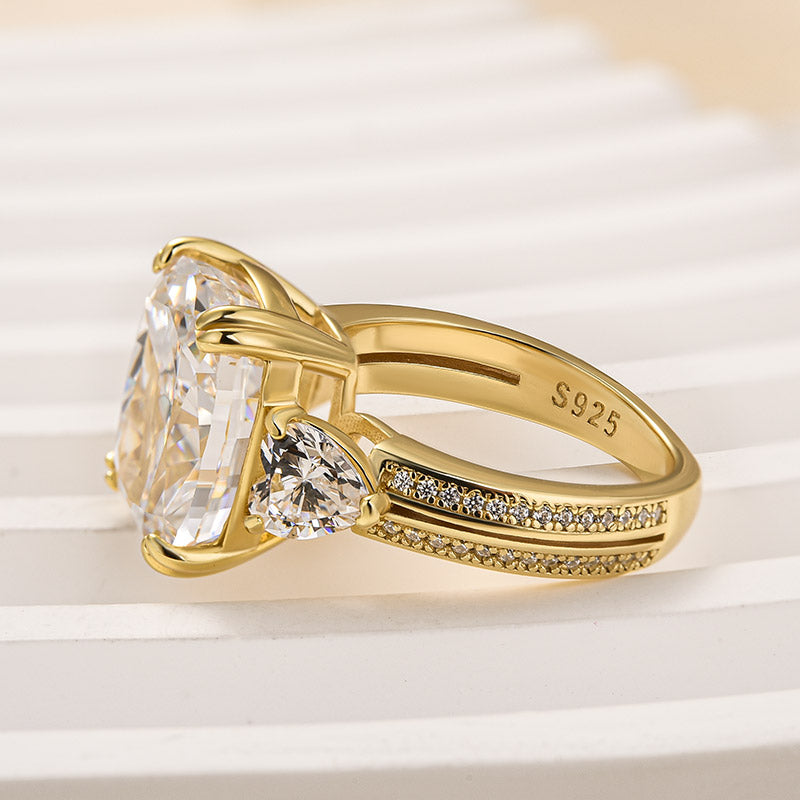 Ahabobo Stunning Elongated Cushion Cut Three Stone Engagement Ring