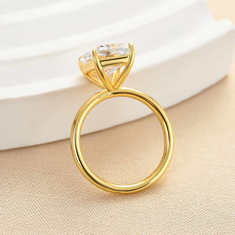 Classic Yellow Gold Radiant Cut Simulated Diamond Engagement Ring For Women