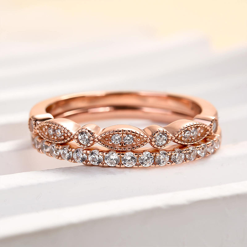 Half Eternity Stackable Sona Simulated Diamonds Wedding Band Set