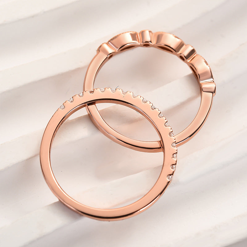 Half Eternity Stackable Sona Simulated Diamonds Wedding Band Set