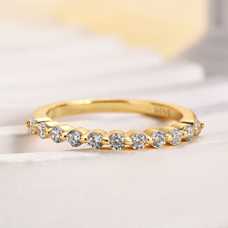 Classic Round Cut Half Eternity Thin Women's Wedding Band