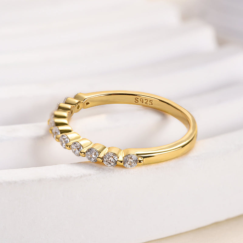 Classic Round Cut Half Eternity Thin Women's Wedding Band